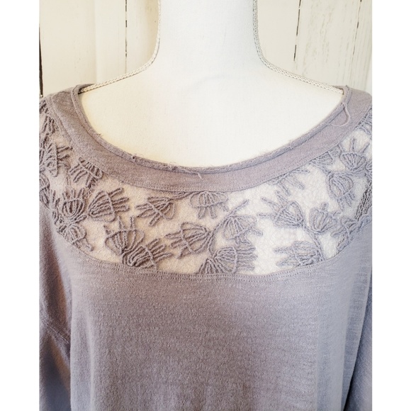 FREE PEOPLE dusty purple lacy ruffle blouse S - Picture 3 of 6